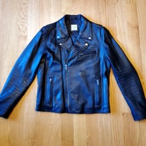 GAP - Men's Clean Leather Biker Jacket - Black (M)